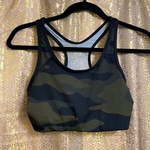 PINK Victoria’s Secret ultimate sports bra, camo black and green print, size S